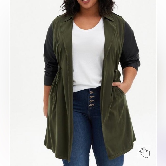 torrid Jackets & Blazers - Torrid Olive Green Twill & Faux Leather Anorak NWOT